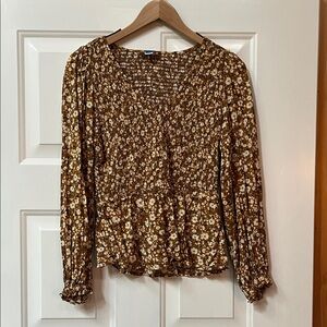 Old Navy Floral Brown Blouse